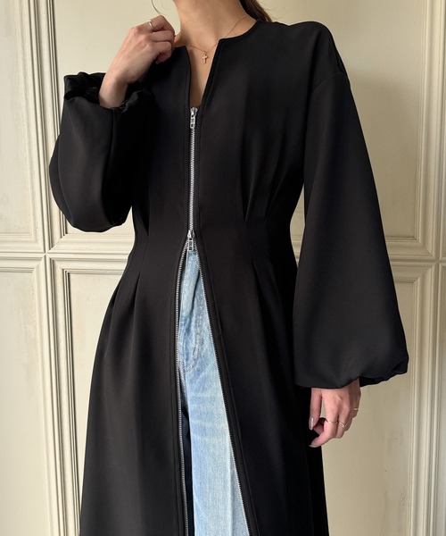 「junoah」 長袖ワンピース X-LARGE ダークグレー レディース_画像2