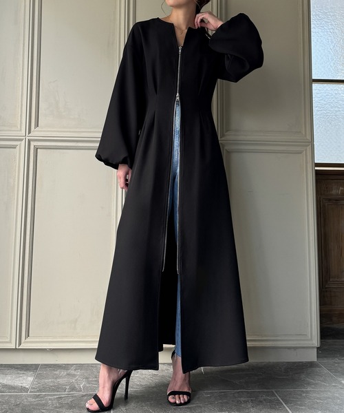 「junoah」 長袖ワンピース X-LARGE ダークグレー レディース_画像3