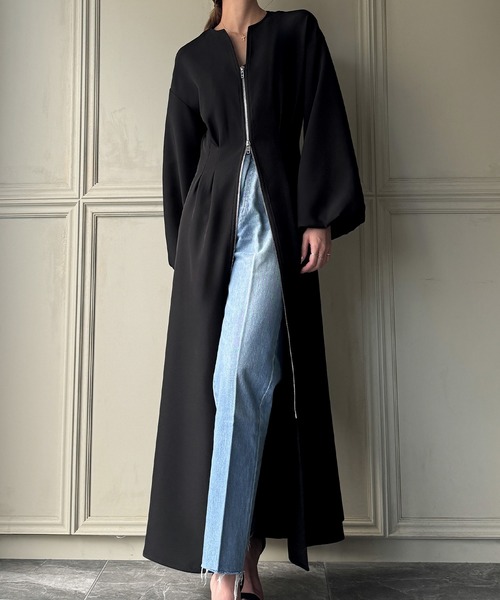 「junoah」 長袖ワンピース X-LARGE ダークグレー レディース_画像4