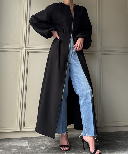「junoah」 長袖ワンピース X-LARGE ダークグレー レディース_画像5