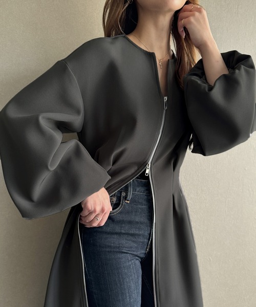 「junoah」 長袖ワンピース X-LARGE ダークグレー レディース_画像6