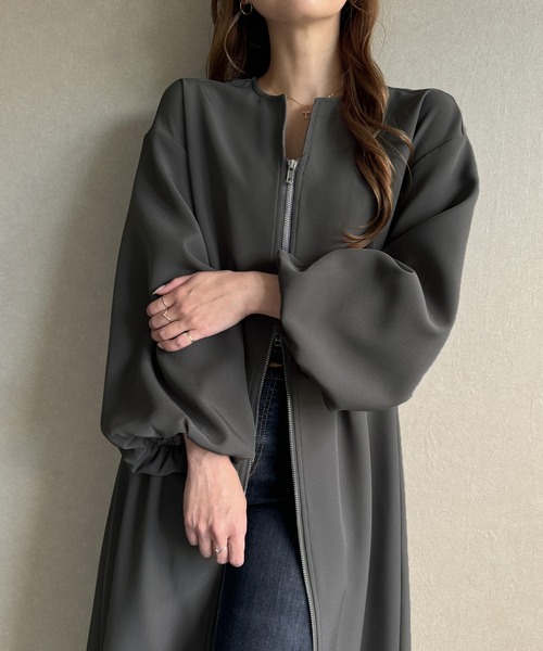 「junoah」 長袖ワンピース X-LARGE ダークグレー レディース_画像7