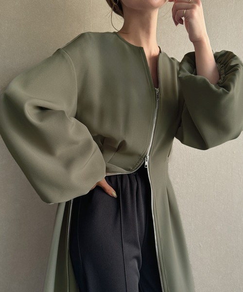 「junoah」 長袖ワンピース X-LARGE ダークグレー レディース_画像8