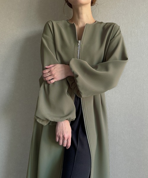 「junoah」 長袖ワンピース X-LARGE ダークグレー レディース_画像9