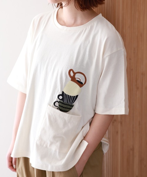 Emago（イマゴ） tシャツ 半袖 マグカップ刺繍T レディース : ZOZOTOWN 