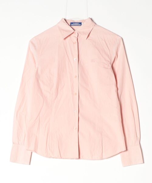 希少✨バーバリーブルーレーベル✨長袖✨ロゴストライプ✨ブラウス✨３８✨ピンク BURBERRY BLUE LABEL（バーバリーブルーレーベル） 長袖シャツ 38