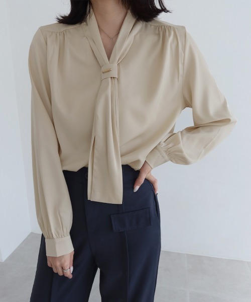 「Miniministore」 長袖ブラウス L ブルー レディース_画像4
