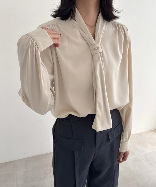 「Miniministore」 長袖ブラウス L ブルー レディース_画像7