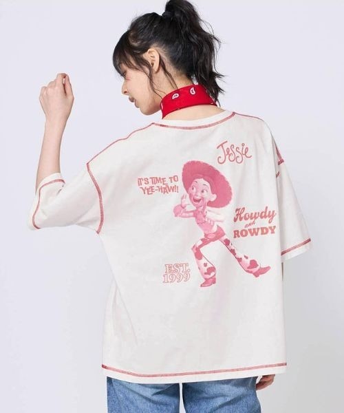 Disney（ディズニー） tシャツ 半袖 配色ステッチプリントTシャツ
