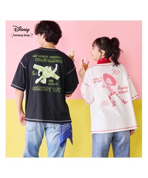 Disney（ディズニー） tシャツ 半袖 配色ステッチプリントTシャツ