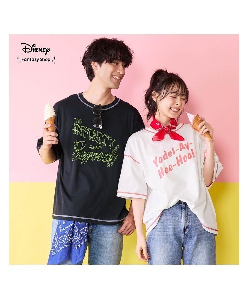 Disney（ディズニー） tシャツ 半袖 配色ステッチプリントTシャツ