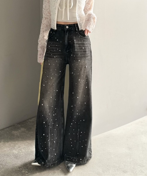 「mily bilet」 デニムパンツ LARGE ライトブルー レディース_画像3