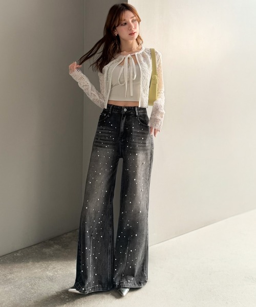 「mily bilet」 デニムパンツ LARGE ライトブルー レディース_画像4