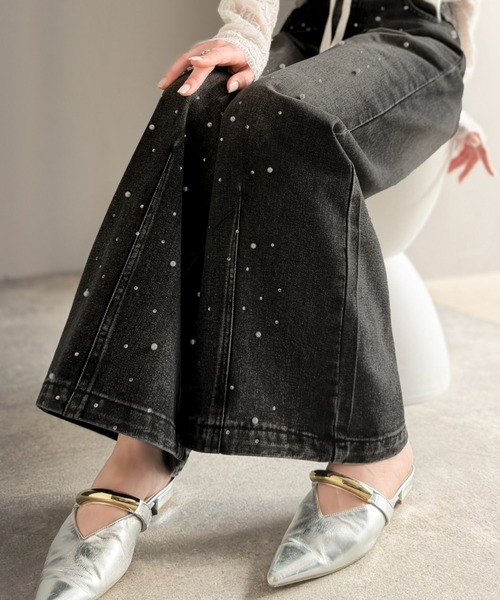 「mily bilet」 デニムパンツ LARGE ライトブルー レディース_画像9