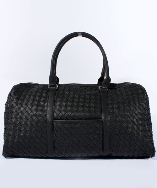 8 ボストンバッグ 編み込み PUレザーボストンバッグ 2way メンズ