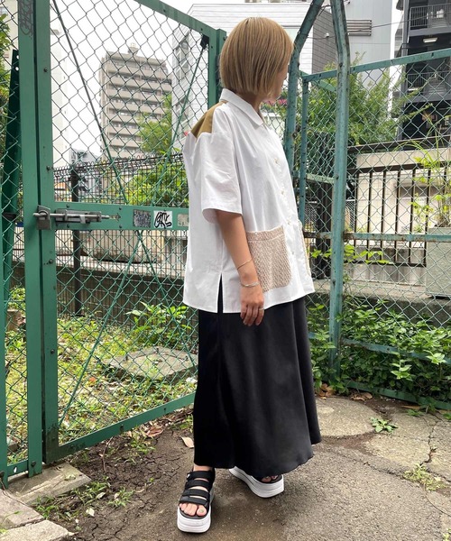 OKIRAKU ブラウス シャツ 「OKIRAKU」オープンカラーシャツ