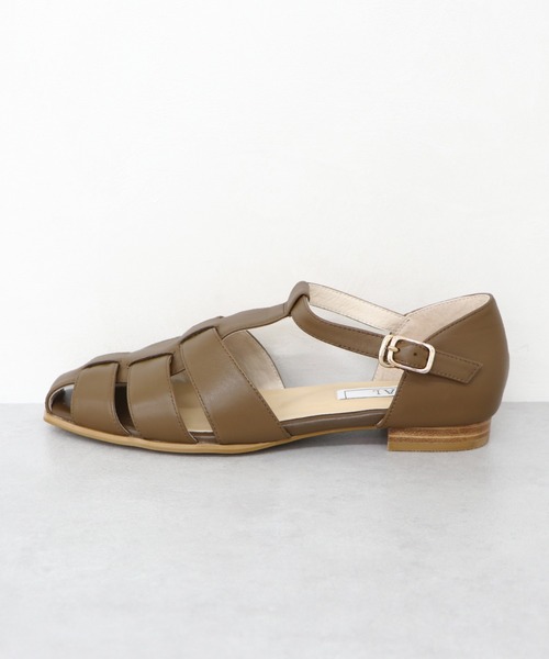 CALLNE 本革スクエアトゥグルカヒールサンダル　サイズ44 CALLNE】Real Leather Squaretoe Gluca Heelsandal / 本革