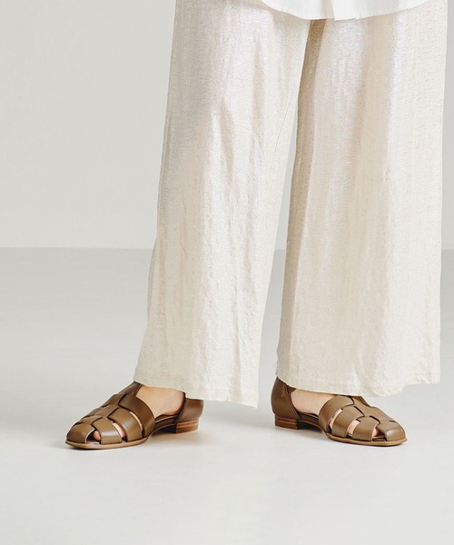 callne 本革スクエアトゥグルカヒールサンダル CALLNE】Real Leather Squaretoe Gluca Heelsandal / 本革