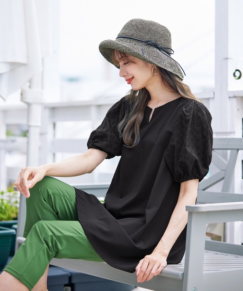 お値段調整分♡フランス購入 総ブラックレース麗しいチュニック丈シャツ Tiaclasse ブラウス シャツ 「大きいサイズ」「2TYPE/総レース・袖