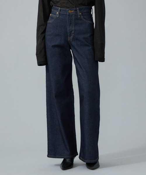 【ほぼ未使用】 Lee /Right-on デニムパンツ ワイド Lサイズ STANDARD WARDROBE LASTIC ストレッチワイドデニムパンツ|Lee|リー