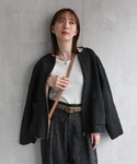 ジャケット ノーカラージャケット ランタンスリ...の詳細画像3