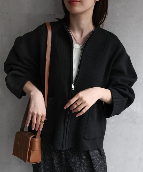 極美品 22SS スローブイエナ リネン混 ミラノリブノーカラージャケット 黒 sakishimatokyo ジャケット ノーカラージャケット 「12色展開