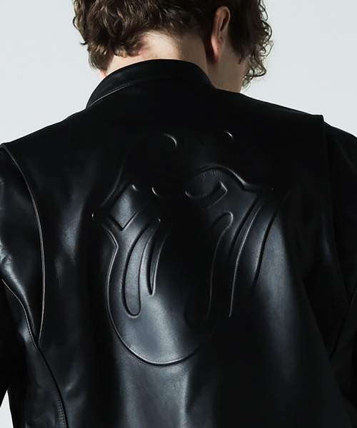 ジャケット ライダースジャケット メンズ 「THE ROLLING STONES×JACKROSE」 COW LEATHER SEMI DOUBLE｜zozo｜03