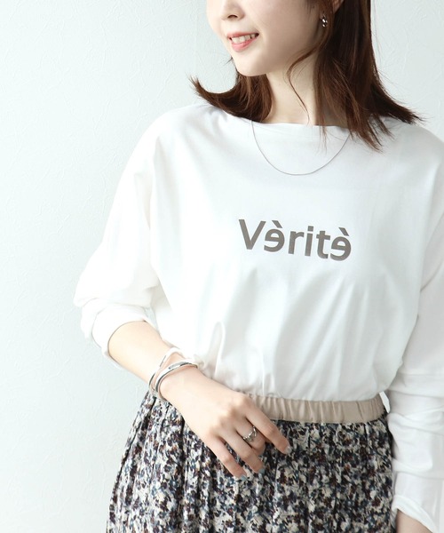 tシャツ 箔プリントスムースワイドプルオーバーカットソー レディース Jines tシャツ 箔プリントスムースワイドプルオーバーカットソー