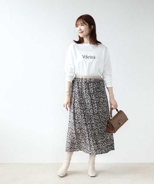 tシャツ 箔プリントスムースワイドプルオーバーカットソー レディース Jines tシャツ 箔プリントスムースワイドプルオーバーカットソー