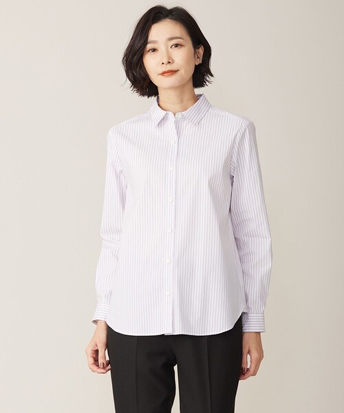 J.PRESS LADIES BEZ ストライプ 　ブラウス J.PRESS ブラウス シャツ 「洗える」BEZ空羽ストライプ 前開き