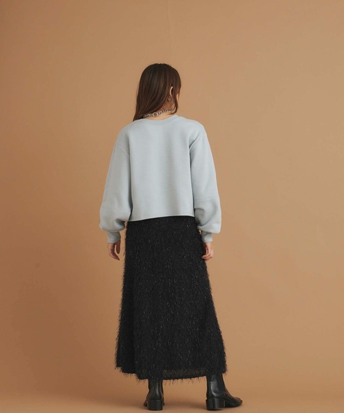 ELLIE 新品フェザーニットスカート　ブラック ELLIE】フェザーニットスカートブラック【即完品】