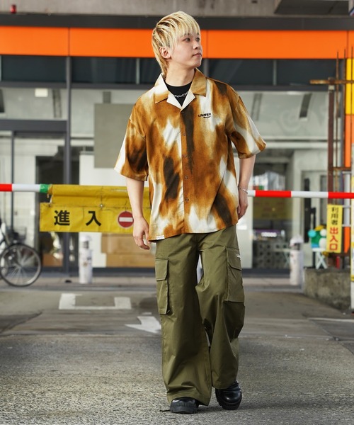 Laufer シャツ 「Laufer」ムラ染めオープンカラー半袖シャツ