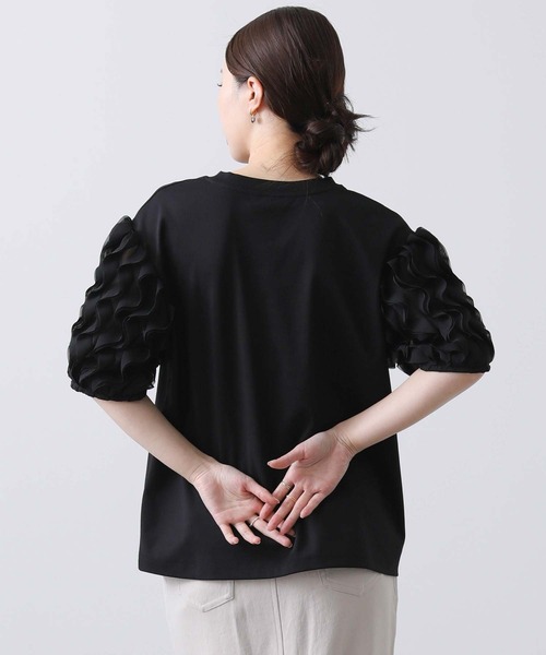 Gready Brilliant 半袖 カットソー レース ブラック Gready Brilliant tシャツ 袖3Dレースロゴカットソー