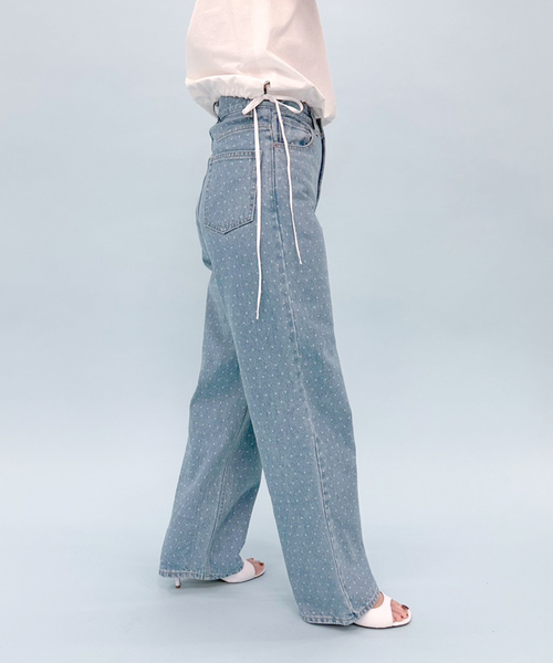 EDIT. FOR LULU パンツ デニム ジーンズ 「追加」ドットハイウエスト  