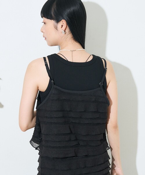 FREAK'S STORE キャミソール カットメッシュ 2wayフリル キャミ