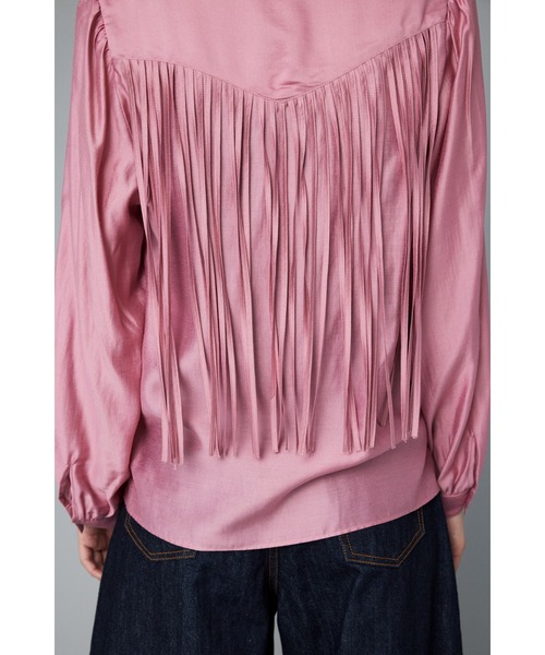 ヨリyoriコットンリネンフリンジブラウス☆トップスピンク HeRIN.CYE ブラウス シャツ Fringe tops フリンジトップス レディース