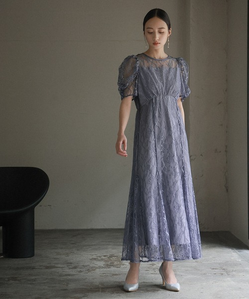 GIRL DRESS FOR NOW パーティードレス ドレス パフスリーブ総レース