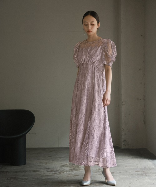 GIRL DRESS FOR NOW パーティードレス ドレス パフスリーブ総レース