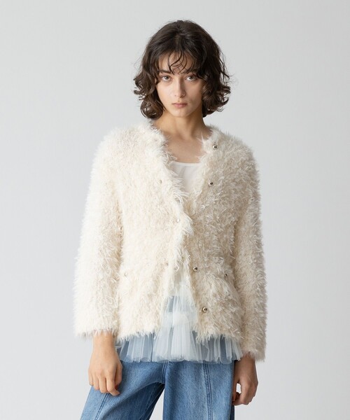 allureville カーディガン テープシャギーカーディガン レディース  