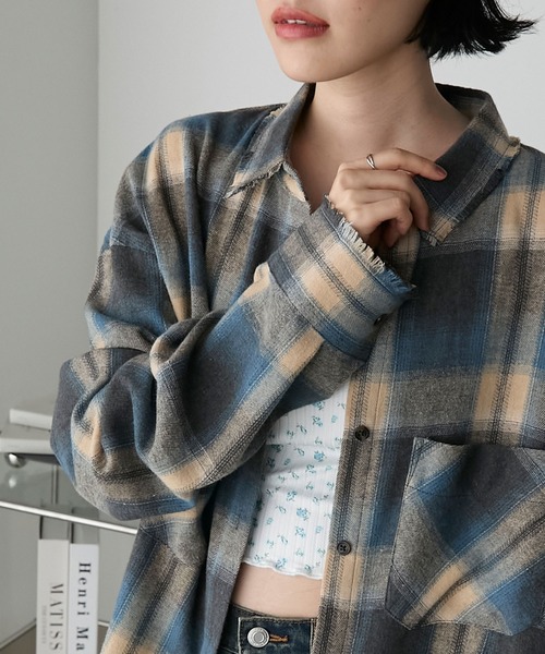 ブラウス シャツ フリンジチェックブラウス レディース forksy. シャツ ブラウス 「forksy.」フリンジ加工チェック柄
