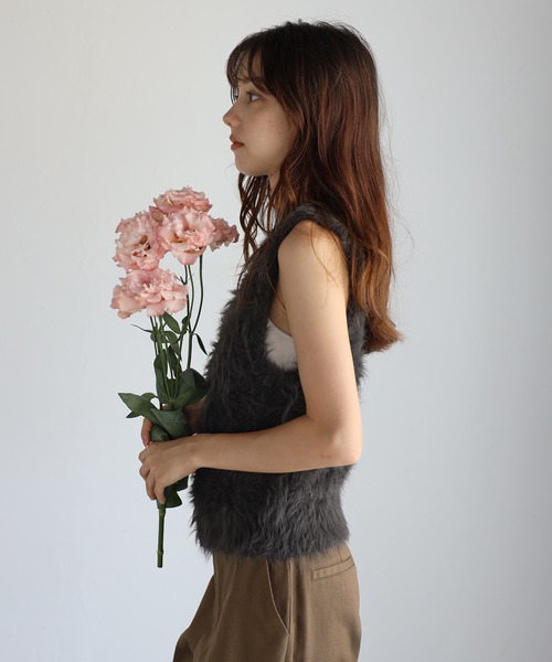 ENC ベスト ジレ 2way feather yarn vest / 前後2WAYフェザーヤーン