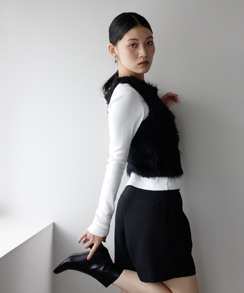 ENC ベスト ジレ 2way feather yarn vest / 前後2WAYフェザーヤーン