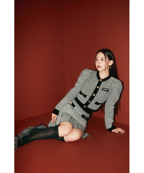 カーディガン 「LILY BROWN×MARY QUANT」「WEB・一部店舗限定カラー」ツイードニットカーディガン レディース