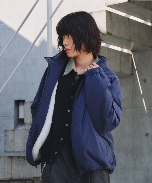 Adoon plain ブルゾン アウター ADDED STAND NECK BOA BLOUSON