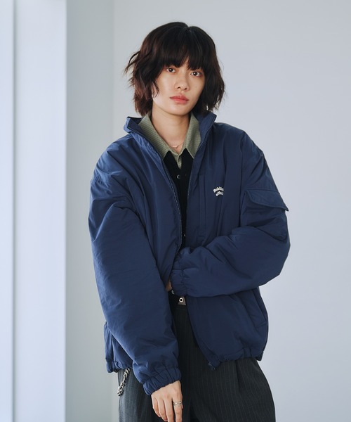 Adoon plainスタンドネック裏ボア中綿ブルゾン Adoon plain ブルゾン アウター ADDED STAND NECK BOA BLOUSON