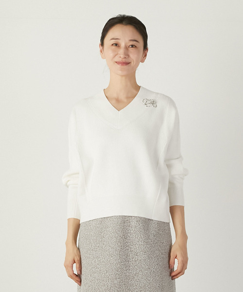 MELROSE claire ニット セーター 「3者混Vネックプルオーバー