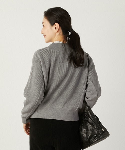 MELROSE - 春15400円新品タグ付き　メルローズ内nota 薄手ニットシルバー切替ニット MELROSE claire ニット セーター 「3者混Vネックプルオーバー