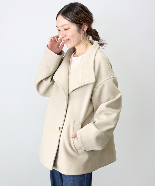 Aletta vita ステンカラーコート コート メルトンスタンドカラーミドル