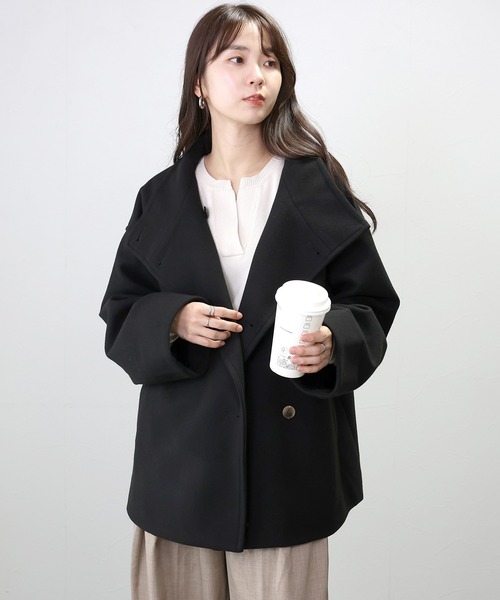 ミホマツダのミドルコート Aletta vita ステンカラーコート コート メルトンスタンドカラーミドル