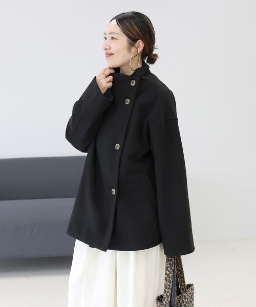 Aletta vita ステンカラーコート コート メルトンスタンドカラーミドル